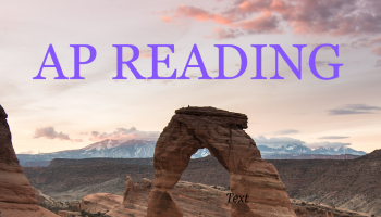 Utah landscape with text "AP READING"