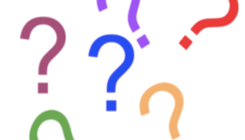 6 question marks (each its own bright color)