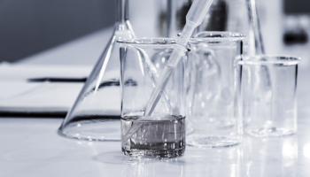 glassware, beakers and funnel