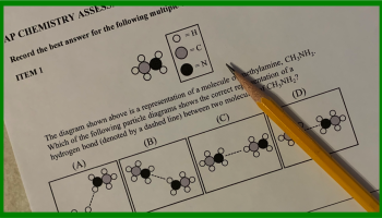 image of a multiple choice item on an AP Chemistry test
