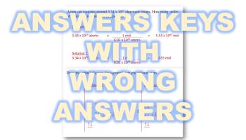 text: ANSWER KEYS WITH WRONG ANSWERS