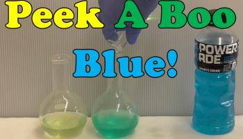 Blue Powerade turning green, and then yellow.
