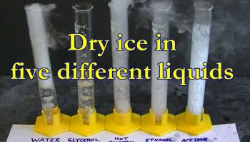 Dry ice in five different liquids