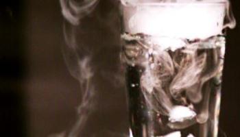 Cloud formed when dry ice is placed in water