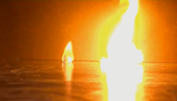 Burning guncotton (right)