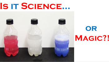 3 bottles each containing Red, white, and blue solutions