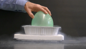 Balloon cooled in liquid nitrogen