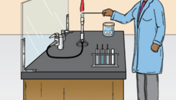 woman using safe practice at the lab counter