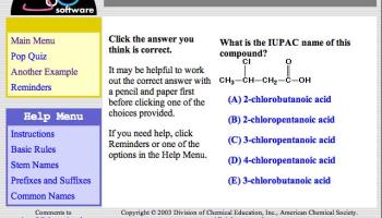 Screen from Organic Nomenclature