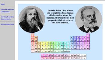 Opening screen from Periodic Table Live!