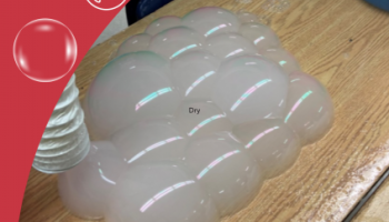 Text: The BCE (“Best Class EVER”) - Dry Ice Day, picture of multiple large dry ice bubbles