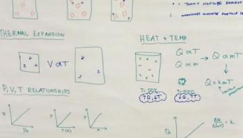 student whiteboard of their "model so far"