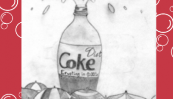 Diet Coke and Mentos reaction pencil drawing