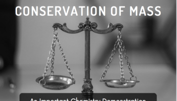 text: "The Law of Conservation of Mass - An Important Chemistry Demonstration" over a balance