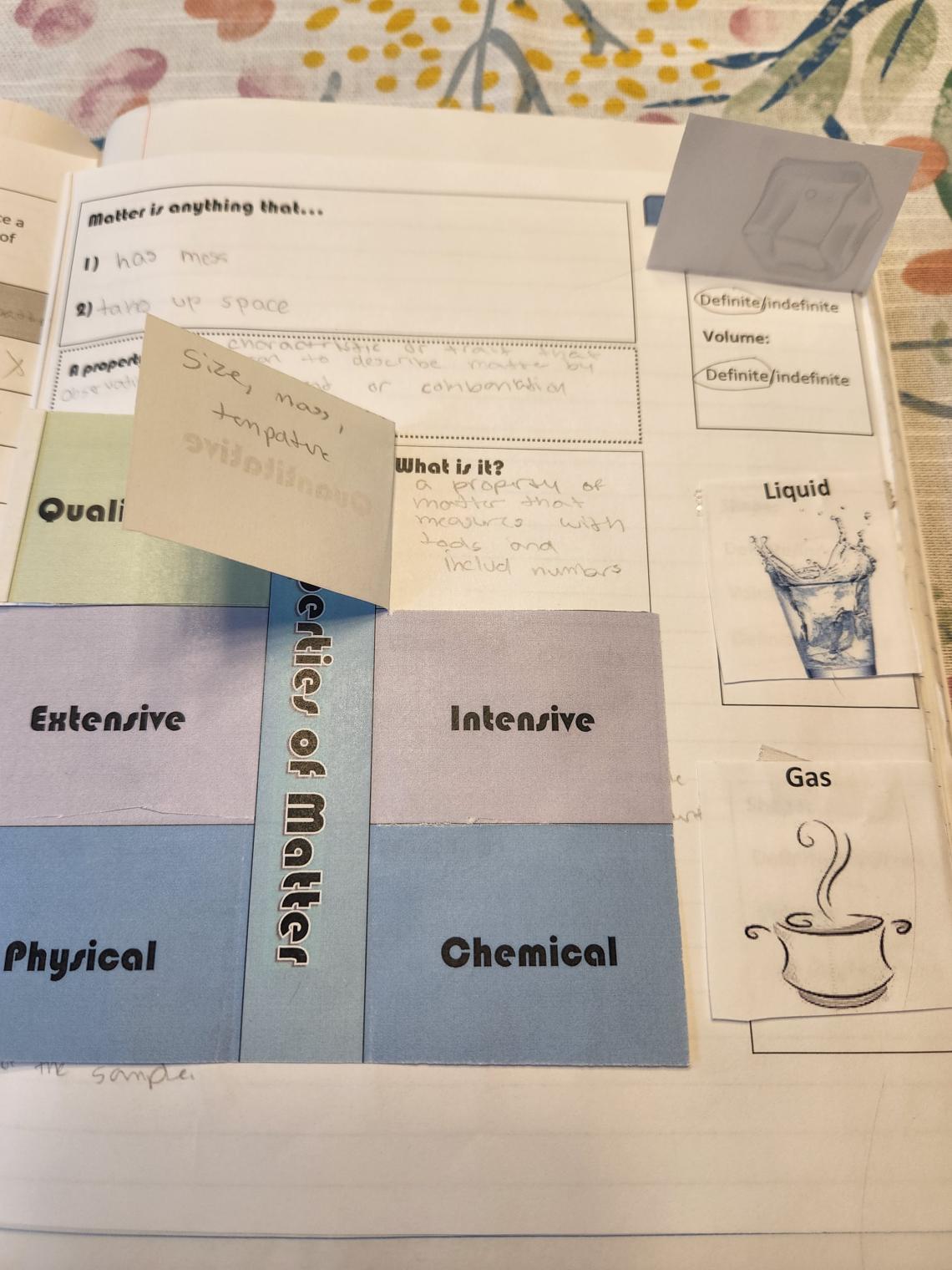 Describing Matter INB spread 1 Right Side