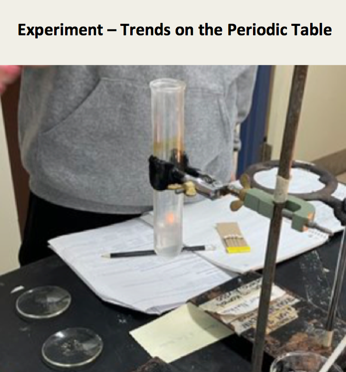Experiment - Periodic Trends - test tube attached to ring stand
