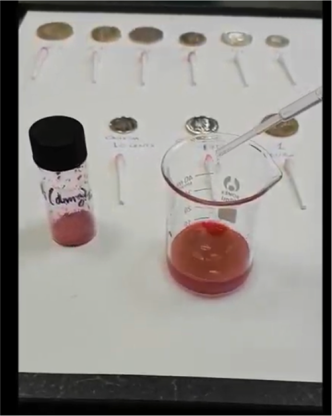 set up of materials used to test for nickel content