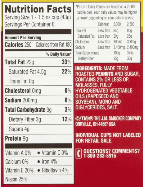 nutrition label