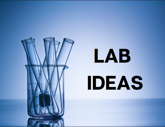 text: "Lab Ideas" next to glassware