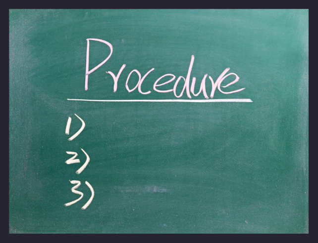 text: "Procedure" on chalkboard