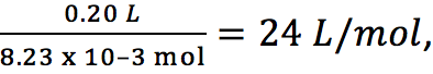 .020 L/8.23x10-3 mol = 24l/mol
