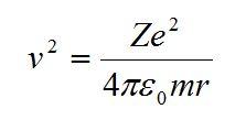 electron velocity squared