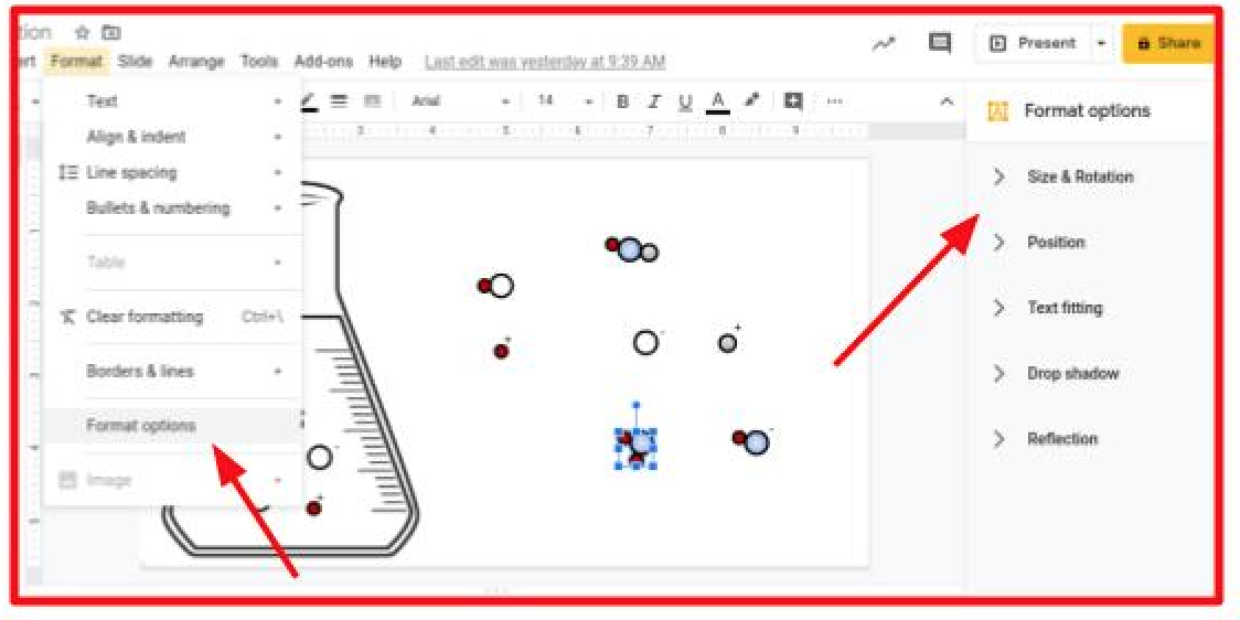 shows how to find format and position options