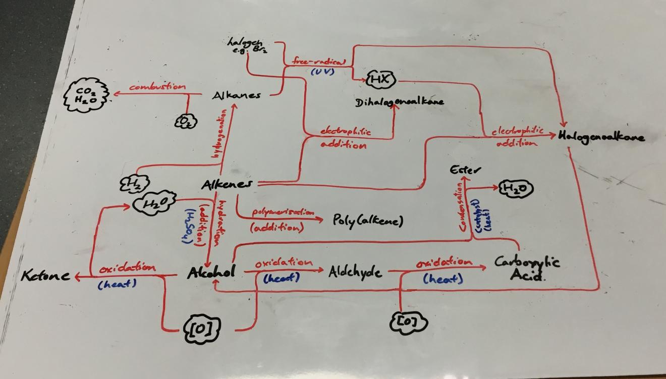 Student generated example of reaction pathways flow chart