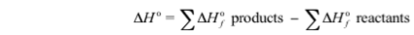 molar enthalpies of formation equation