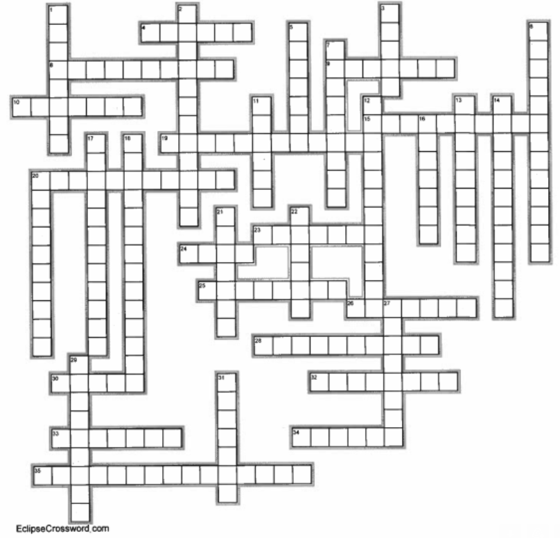 Nobel Prize 1919 - 1930 crossword puzzle empty grid