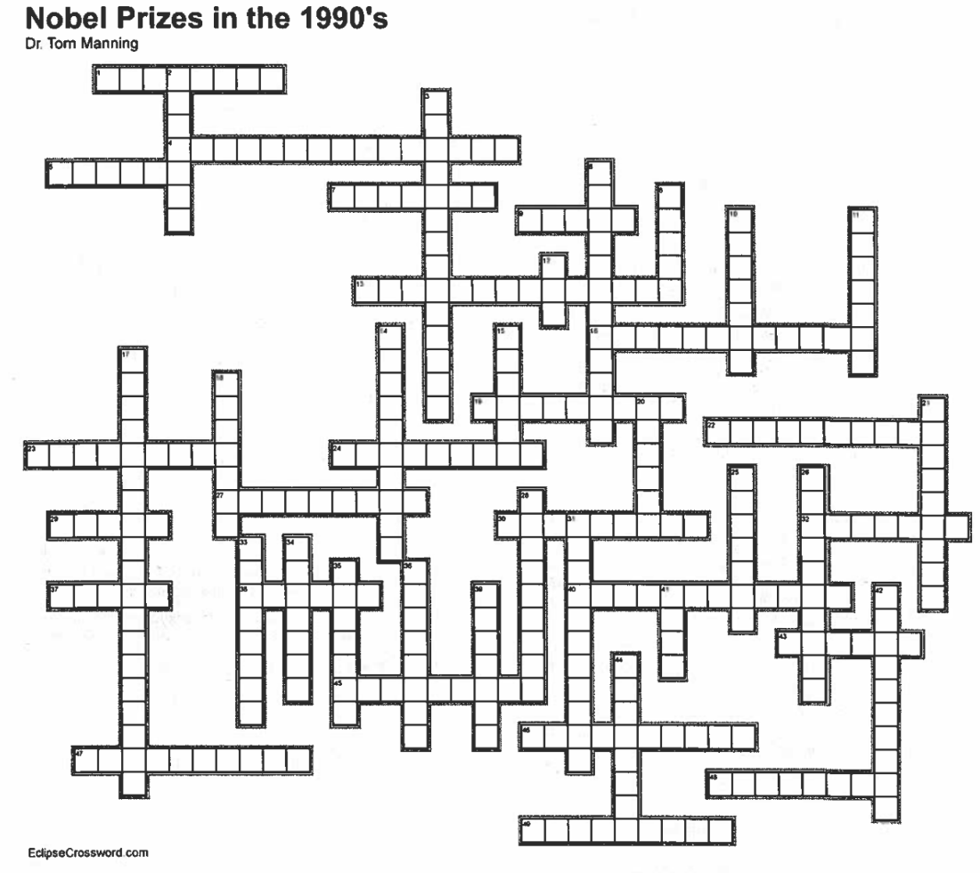 puzzle grid for Nobel Prize Crossword 1991-2000